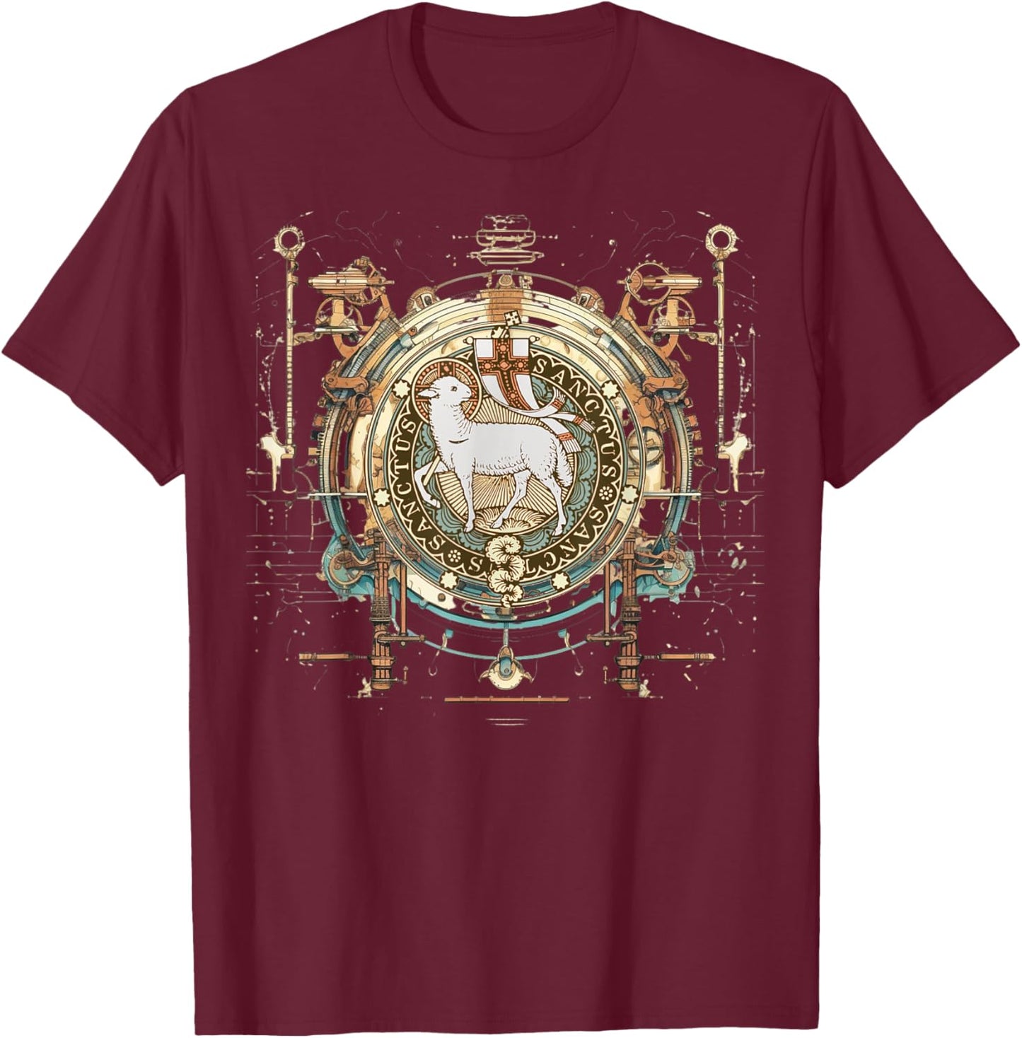 Agnus Dei Sanctus Traditional Latin Mass Catholic T-Shirt - T-Shirt | Maroon