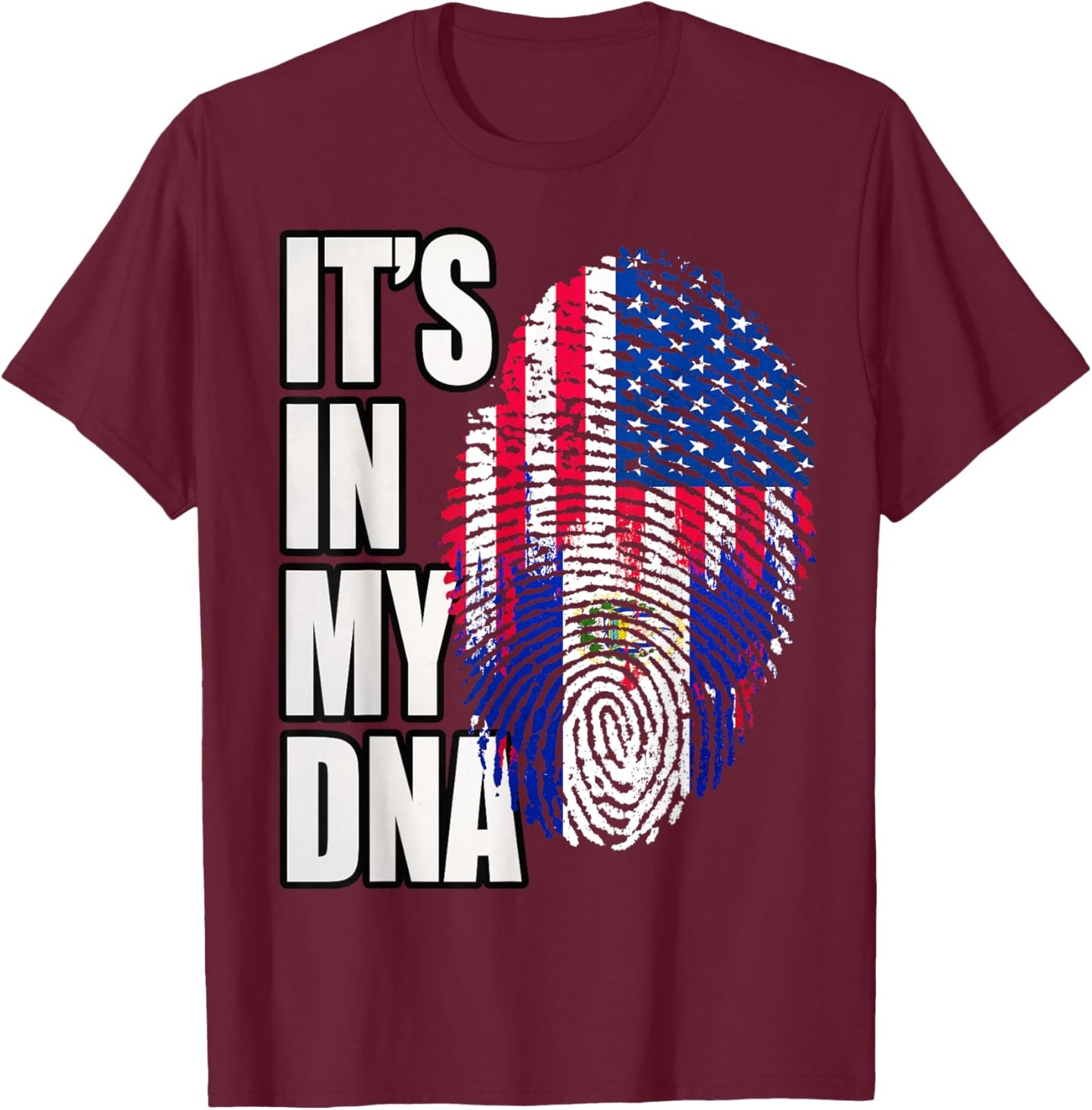 American and Salvadoran Heritage Mix DNA Flag T-Shirt - T-Shirt | Maroon