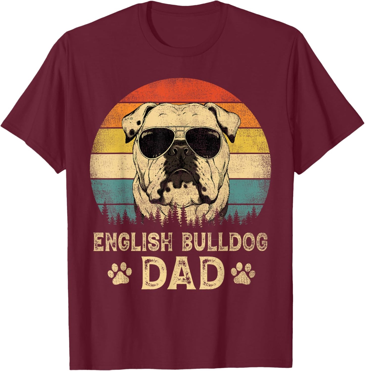 Vintage English Bulldog Dad Dog Lovers Father's Day Women T-Shirt - T-Shirt | Maroon
