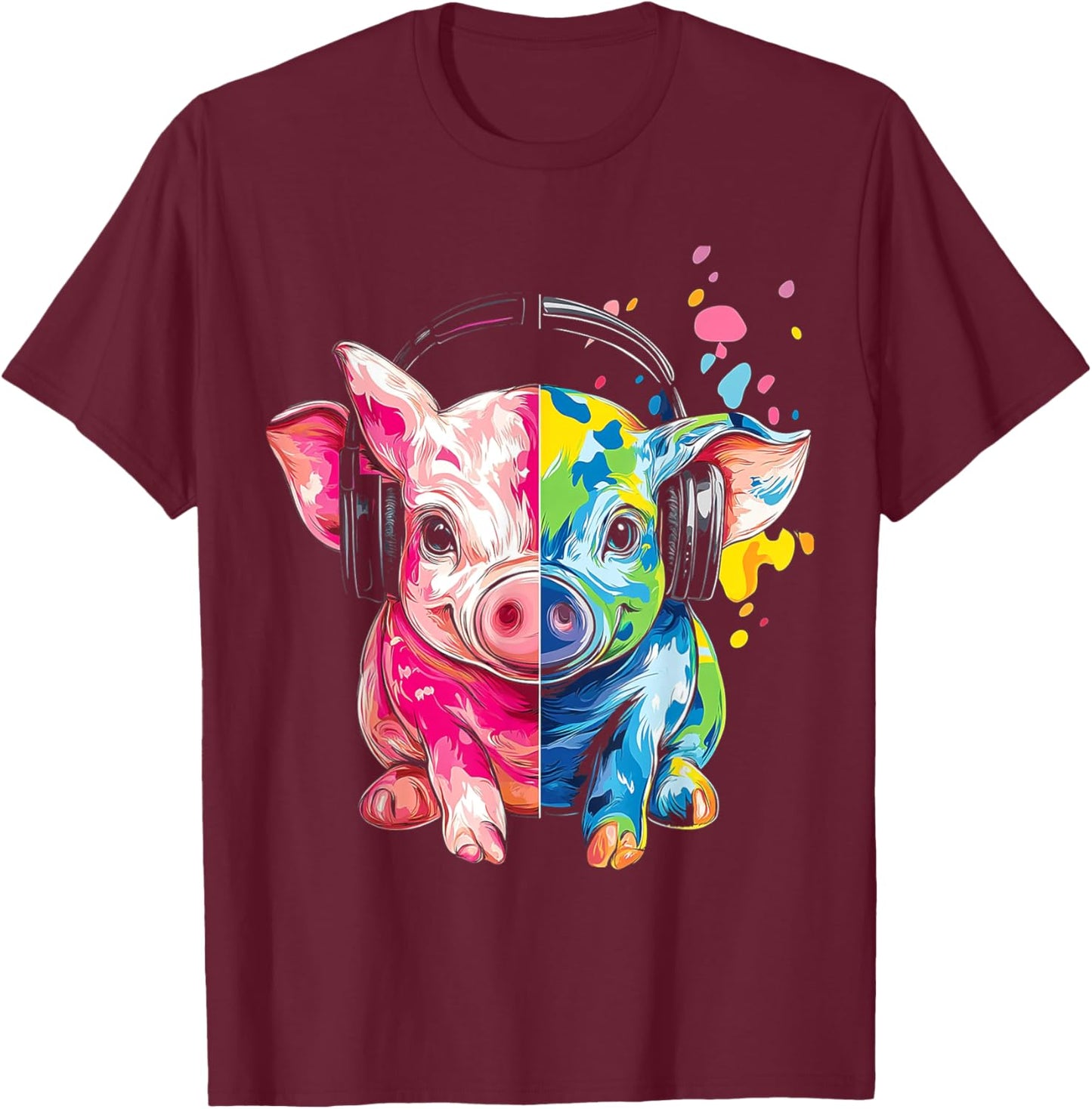 Piglet Illustration Animal Piglet T-Shirt - T-Shirt | Maroon