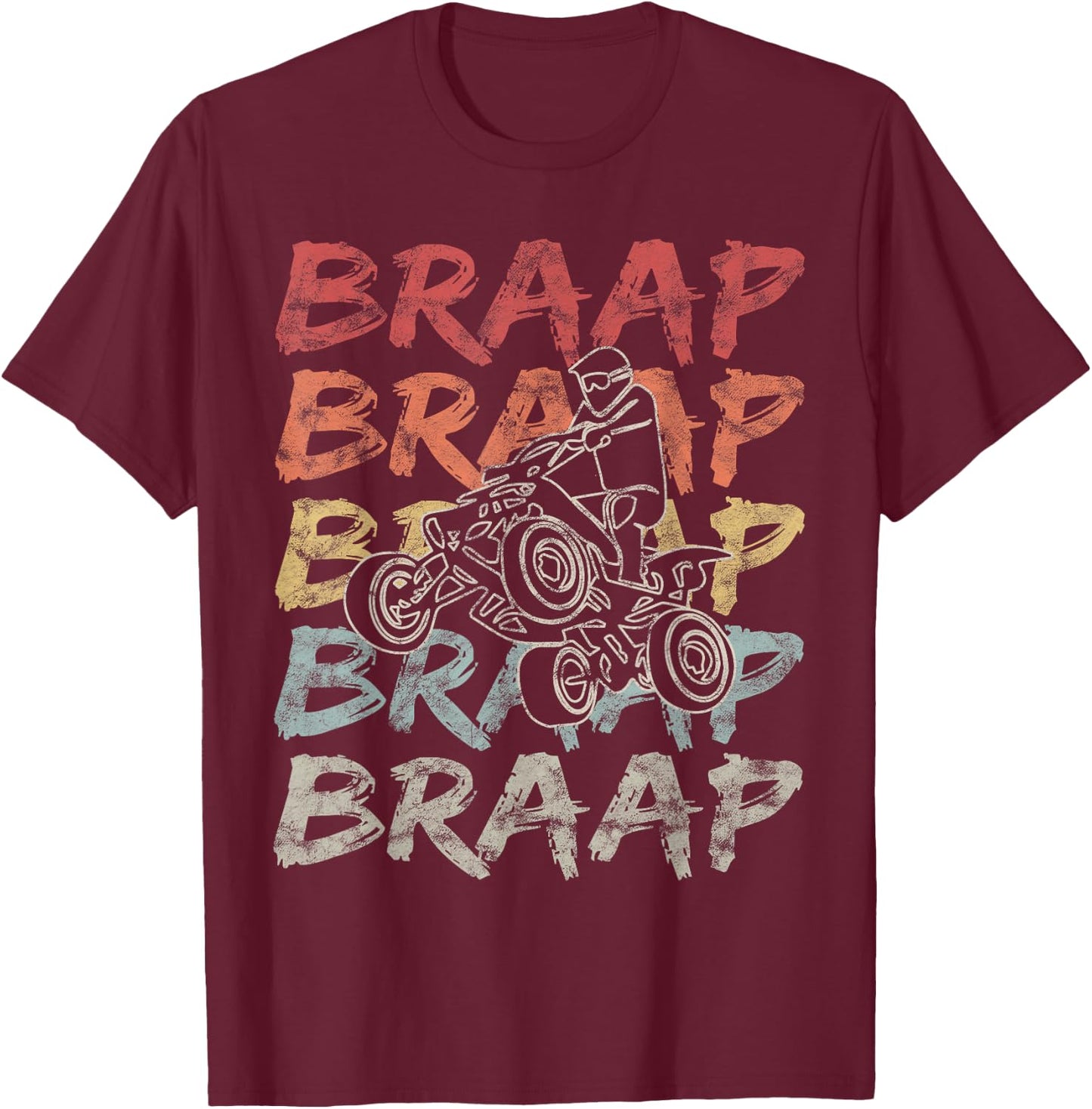Vintage Braap Quad Biker Gift I ATV Four Wheeler Quad Bike T-Shirt - T-Shirt | Maroon