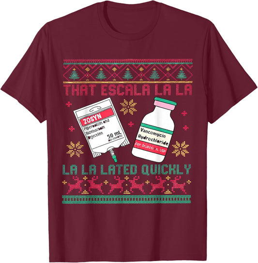 Antibiotic Christmas ICU Nurse Emergency Department Costume T-Shirt - T-Shirt | Maroon