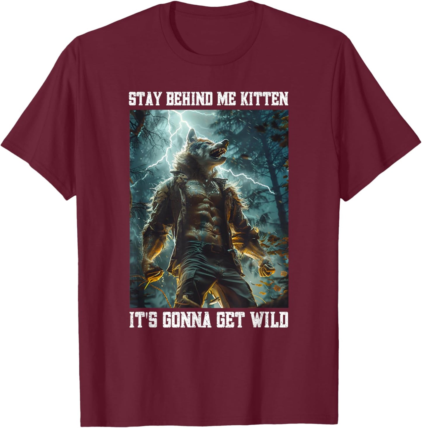 Cringy Werewolf Kitten Wolf Meme Cringe Alpha T-Shirt - T-Shirt | Maroon