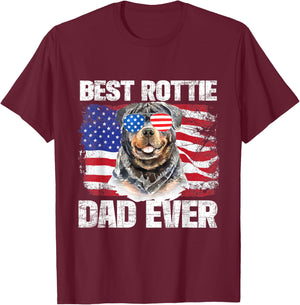 Best Rottie Dad Ever - American Flag Dog Owner Animal Lover Kids Men T-Shirt - T-Shirt | Maroon