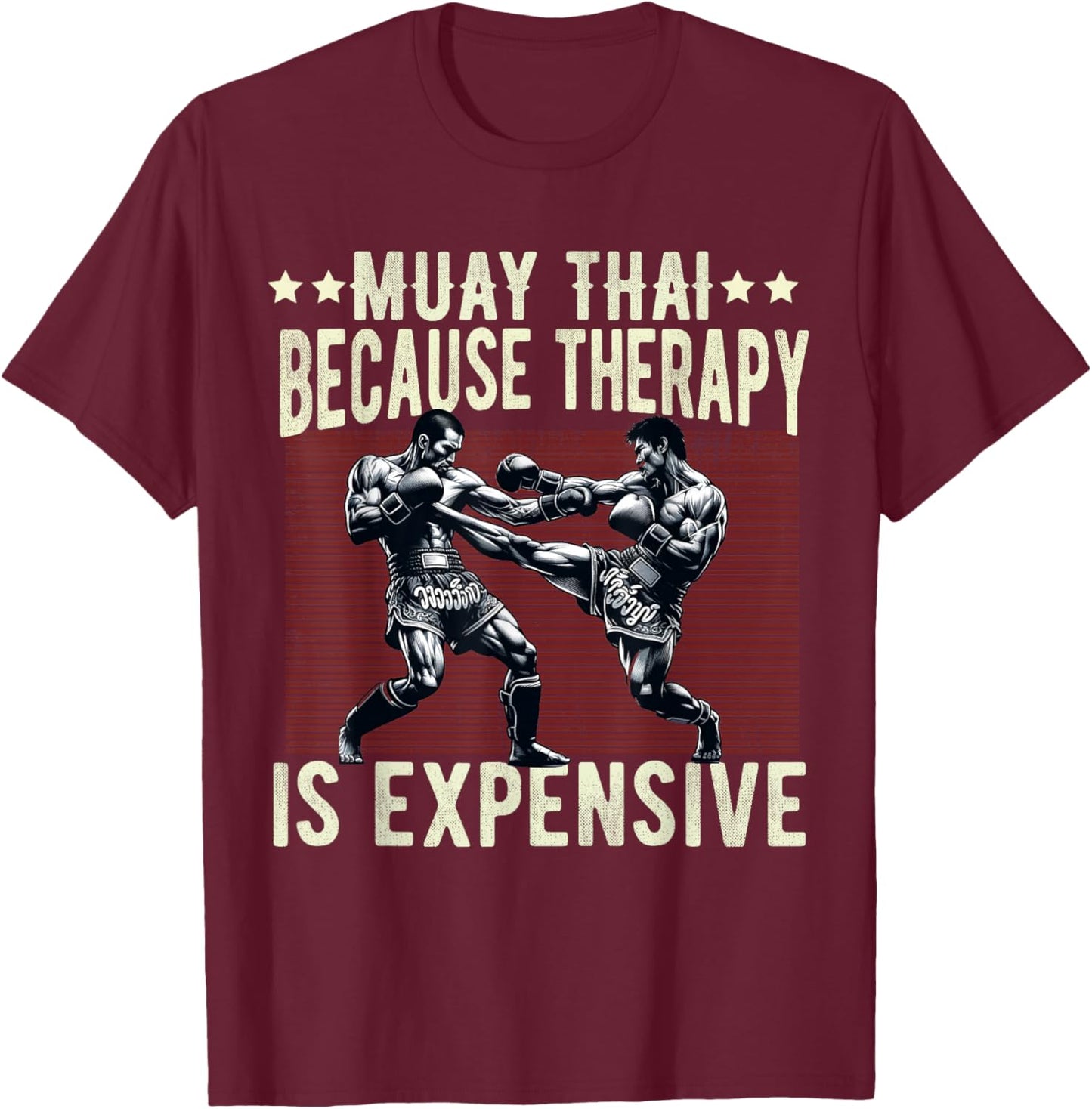 Muay Thai Fighter Dad Boys Thai Kickboxing Fighting T-Shirt - T-Shirt | Maroon