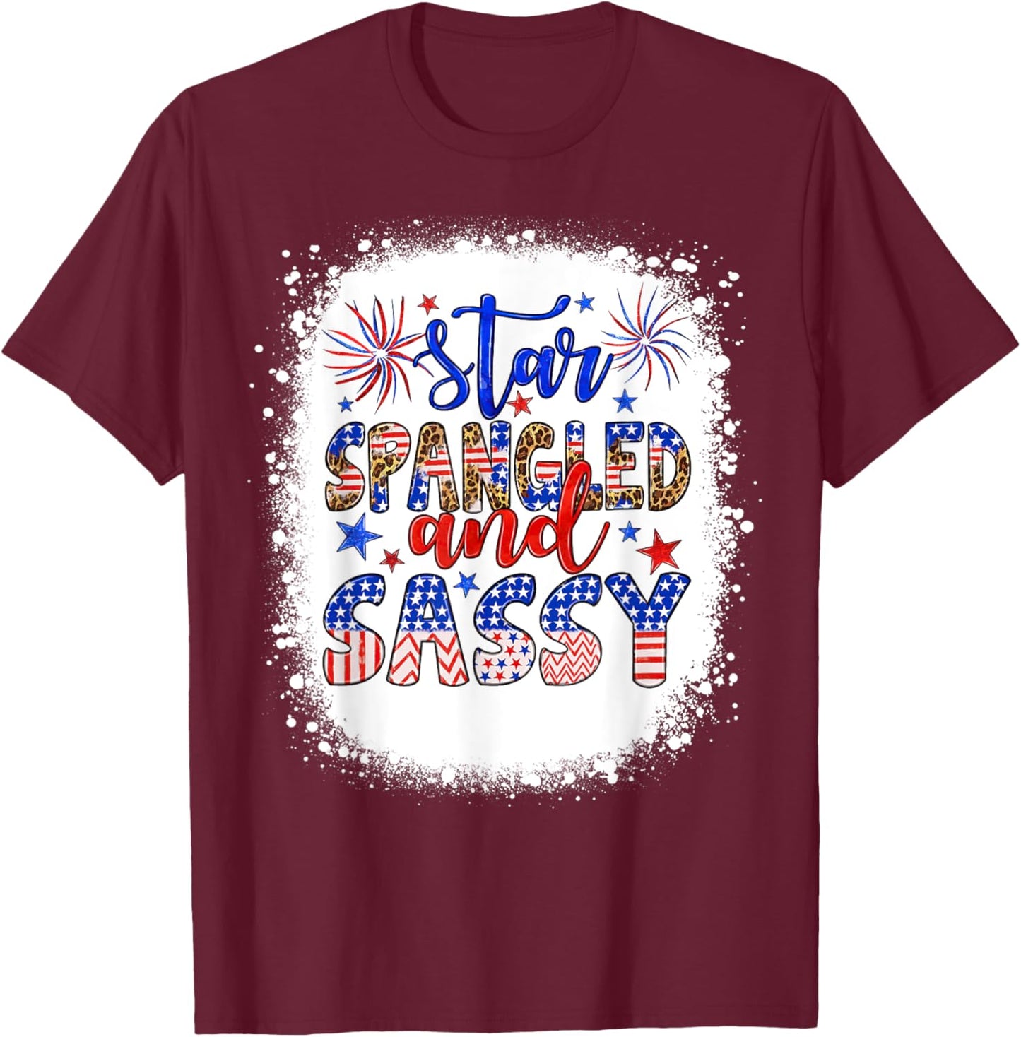 Star Spangled & Sassy Independence Day Groovy 4th Of July Women Kids Men T-Shirt - T-Shirt | Maroon