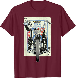 Vintage King Card Motorcycle Poker Black Jack Gambling Biker T-Shirt - T-Shirt | Maroon