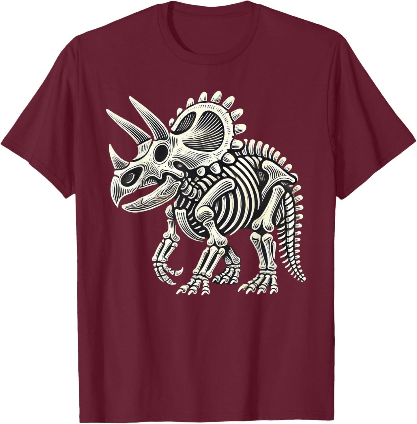 Triceratops Dinosaur Skeleton Halloween T-Shirt - T-Shirt | Maroon