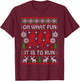 Running Ugly Christmas "Oh What Fun It Is To Run" Funny Ugly T-Shirt - T-Shirt | Maroon