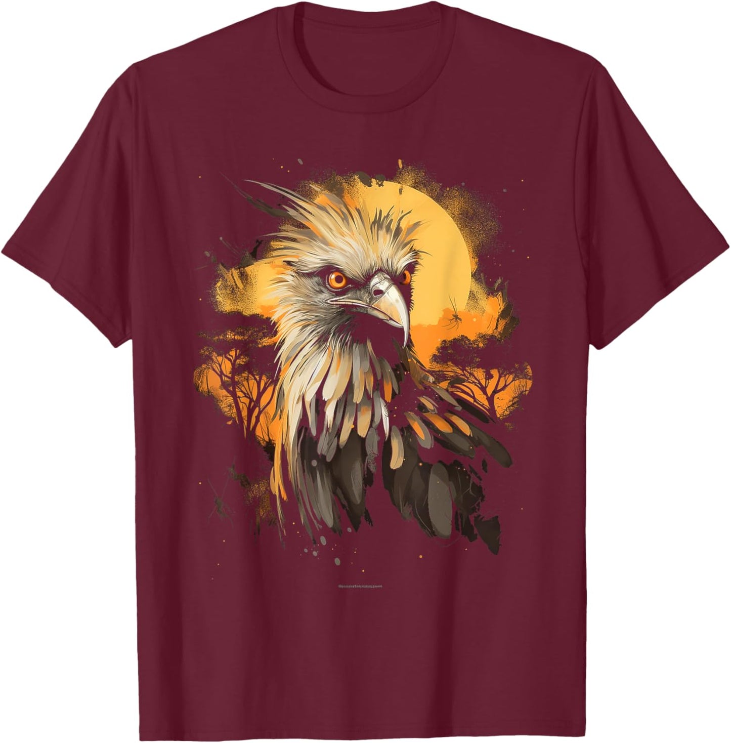 Secretary Bird African Animal Gift Safari T-Shirt - T-Shirt | Maroon