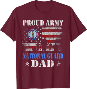 Proud Army National Guard Dad T shirt Veterans Day Gift T-Shirt - T-Shirt | Maroon