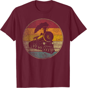 Train Vintage Distressed Retro Engineer Engine Conductor T-Shirt - T-Shirt | Maroon