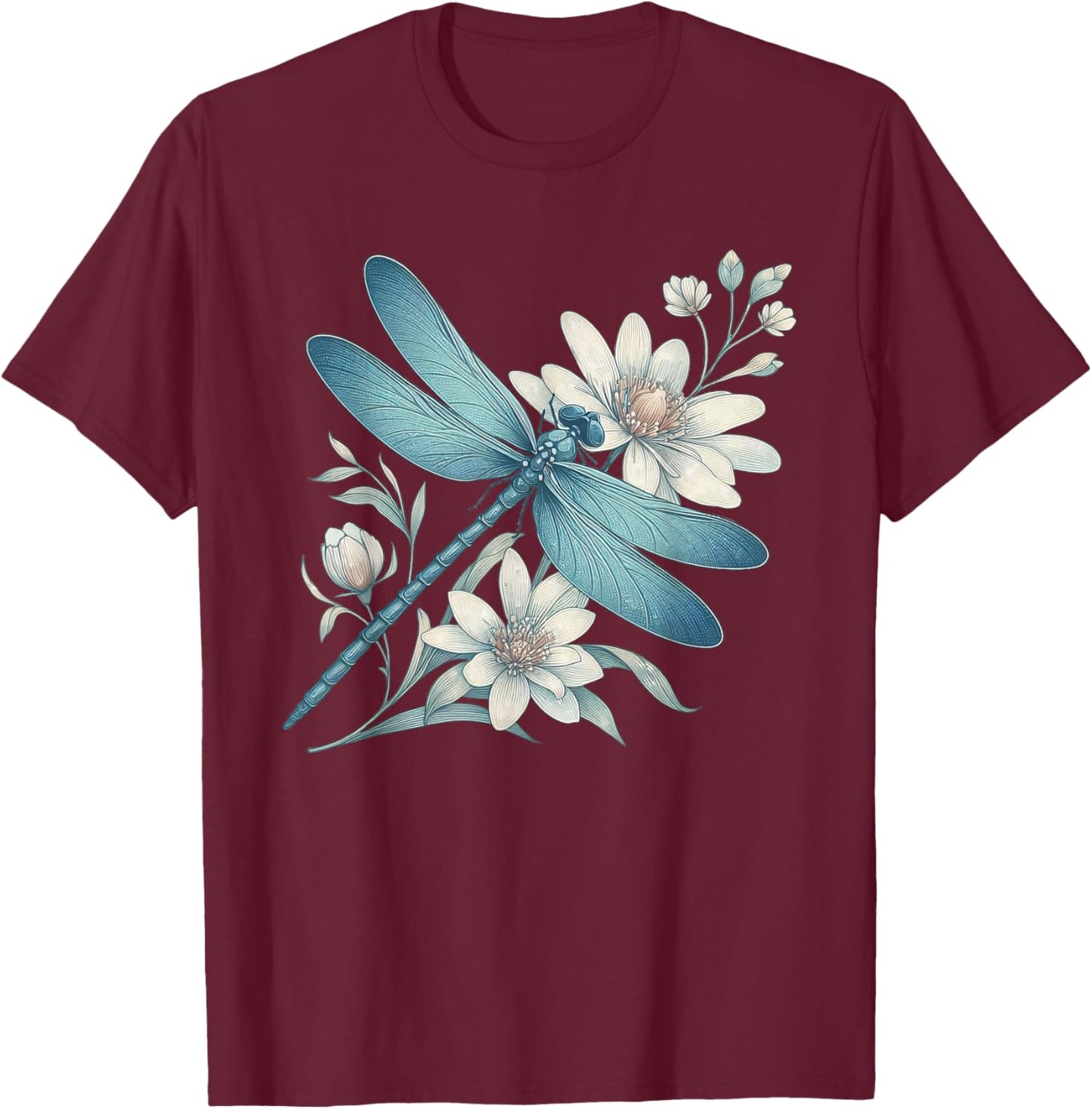 Dragonfly Casual Summer Women T-Shirt - T-Shirt | Maroon