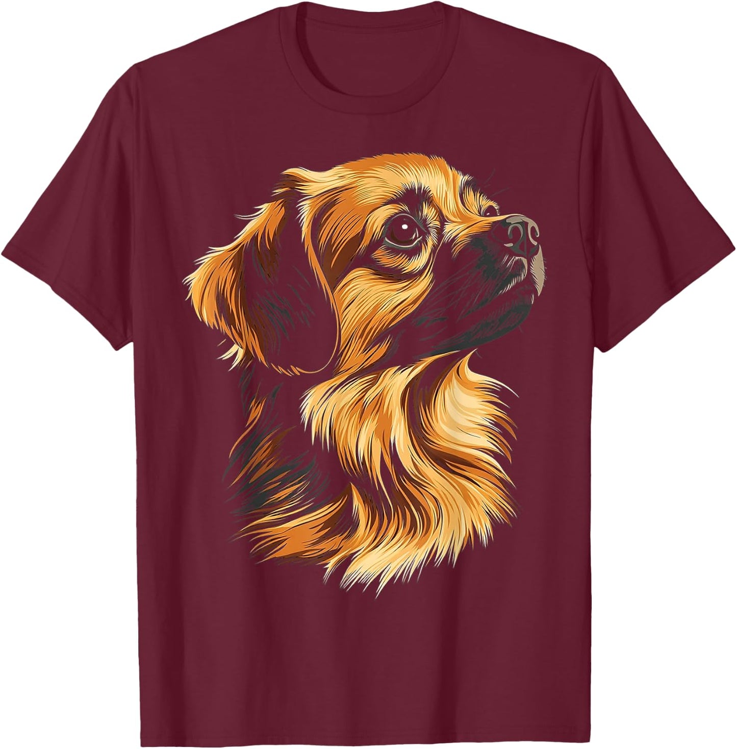 Tibetan Spaniel Dog Motif Pet Illustration Tibetan Spaniel T-Shirt - T-Shirt | Maroon