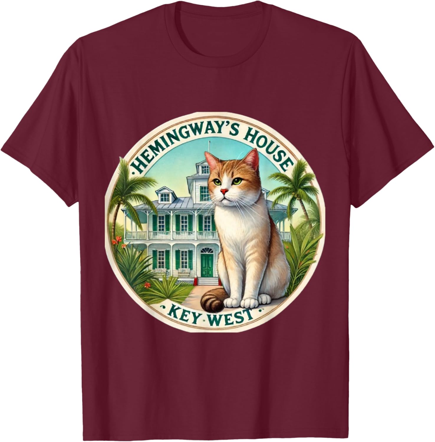 Hemingway Cat Polydactyl 6 Toes Key West T-Shirt - T-Shirt | Maroon