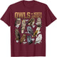 Owls of North America Nocturnal Animal Bird Lover Owl Lover T-Shirt - T-Shirt | Maroon