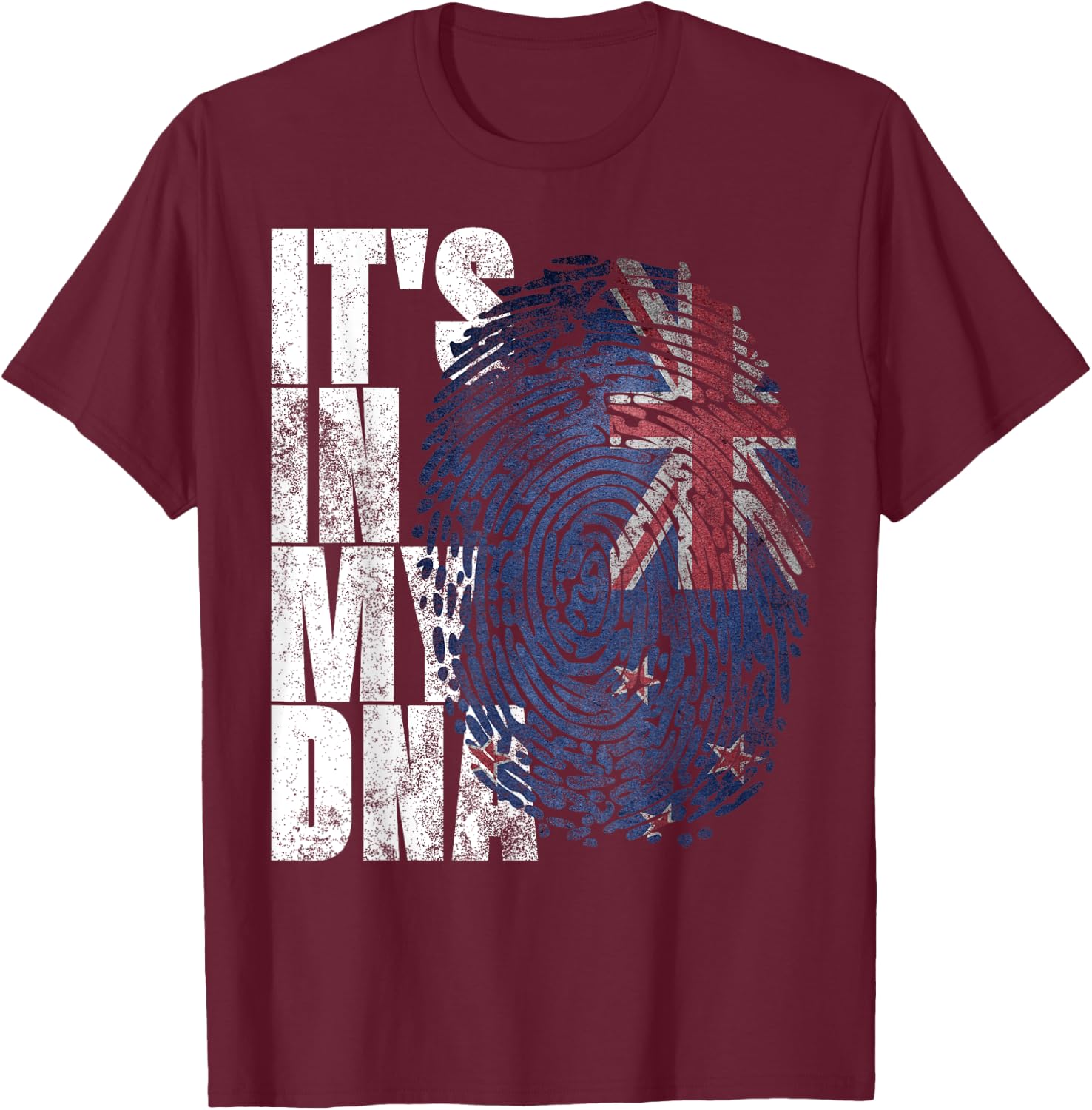 It's In My DNA New Zealand Maori Kiwi Gifts Haka Fan NZ Flag T-Shirt - T-Shirt | Maroon