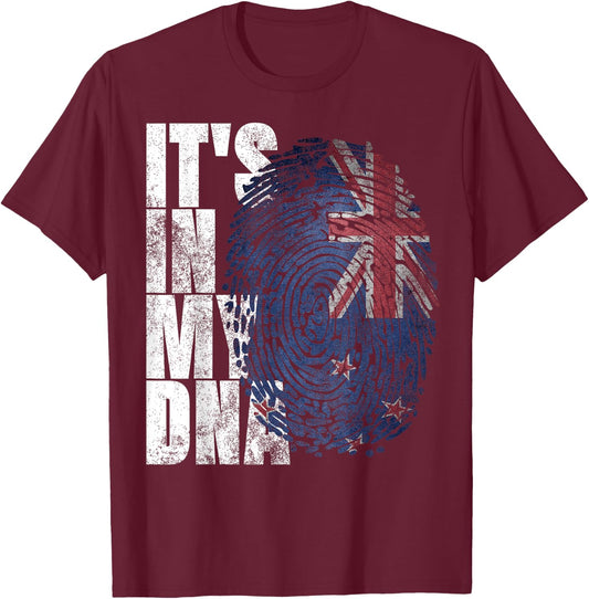 It's In My DNA New Zealand Maori Kiwi Gifts Haka Fan NZ Flag T-Shirt - T-Shirt | Maroon