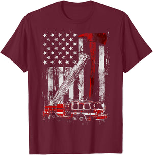 Fire Engine Truck Axe Thin Red Line Firetruck T-Shirt - T-Shirt | Maroon