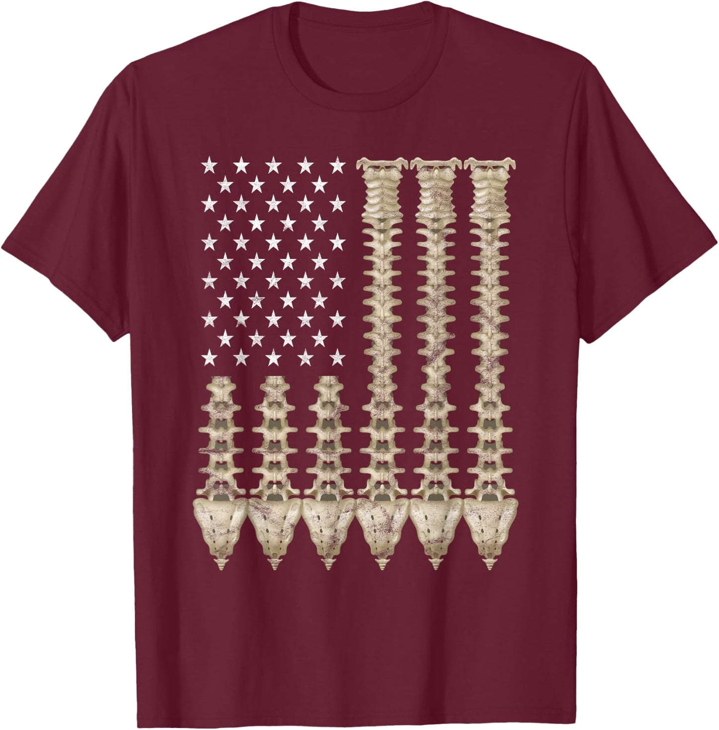 Chiropractors Office Spine Chiropractic American Flag Gift Women Men T-Shirt - T-Shirt | Maroon