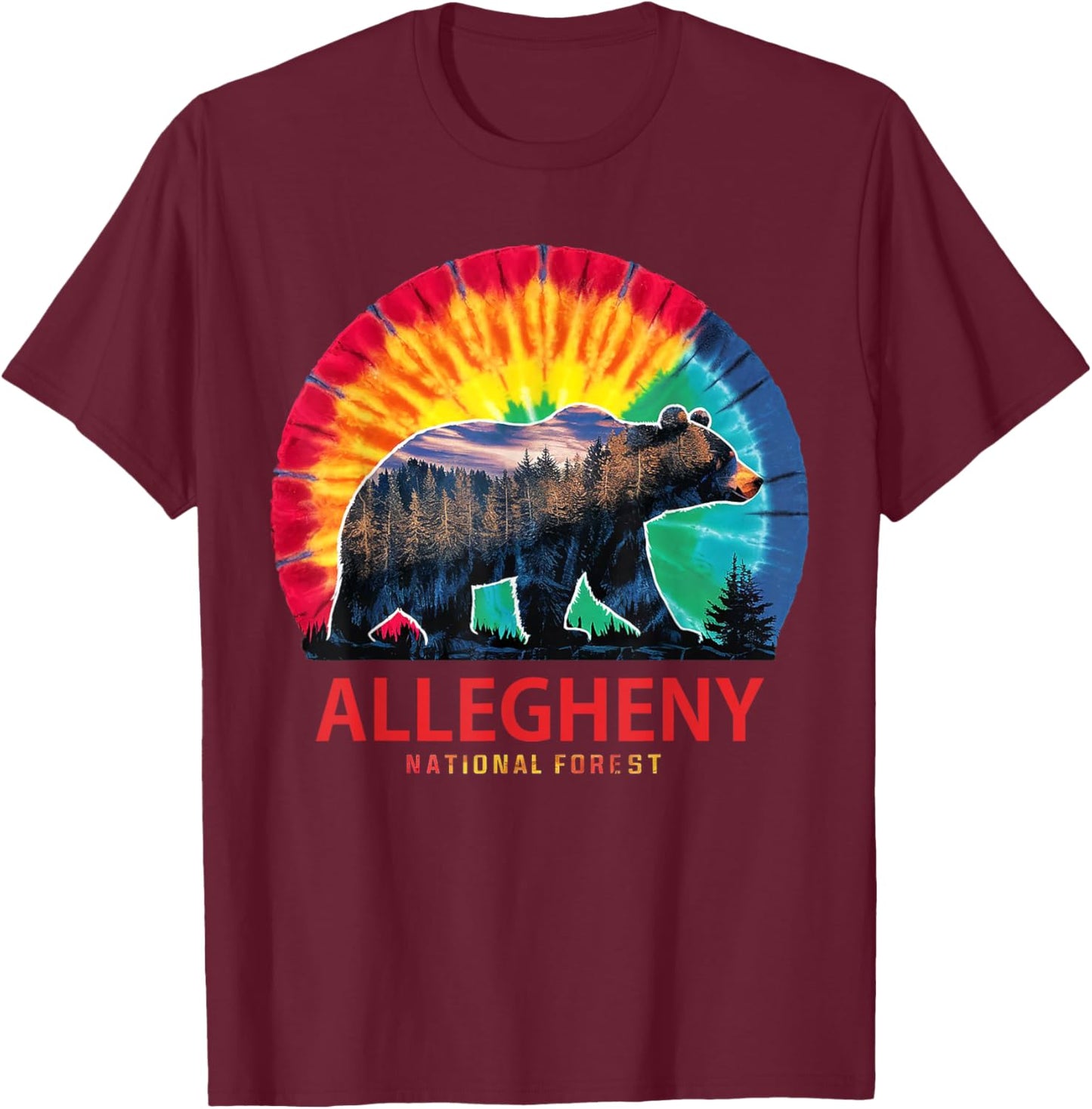 Bear Allegheny National Forest Pennsylvania Hiking Souvenir T-Shirt - T-Shirt | Maroon