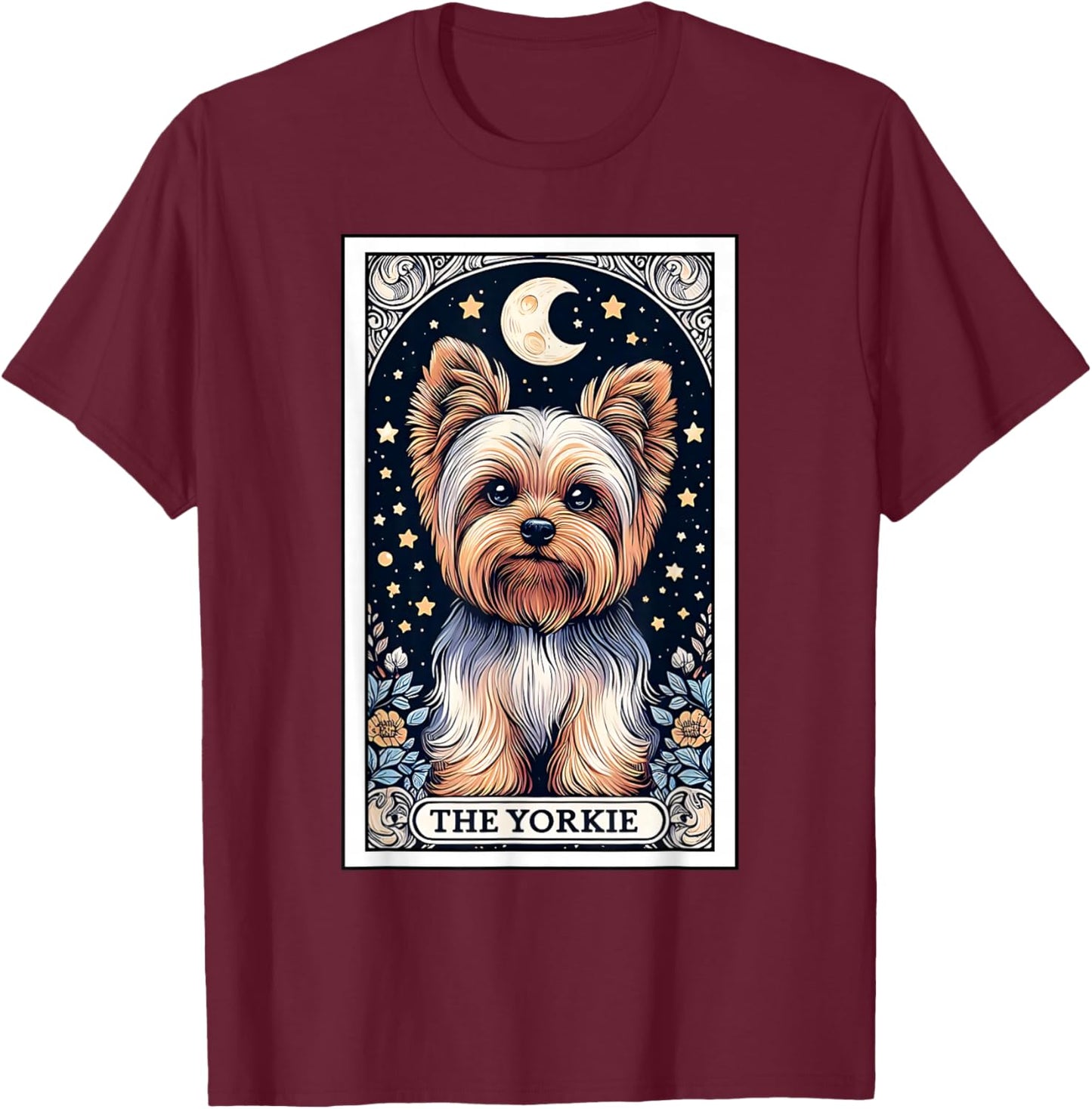 The Yorkie Tarot Card Yorkshire Terrier Dog Lover Men Women. T-Shirt - T-Shirt | Maroon