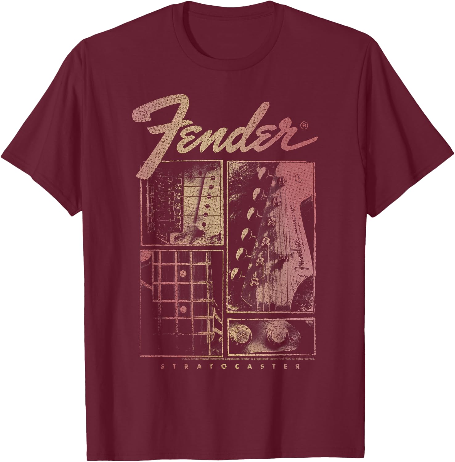 Fender Stratocaster Panels T-Shirt - T-Shirt | Maroon