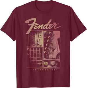 Fender Stratocaster Panels T-Shirt - T-Shirt | Maroon