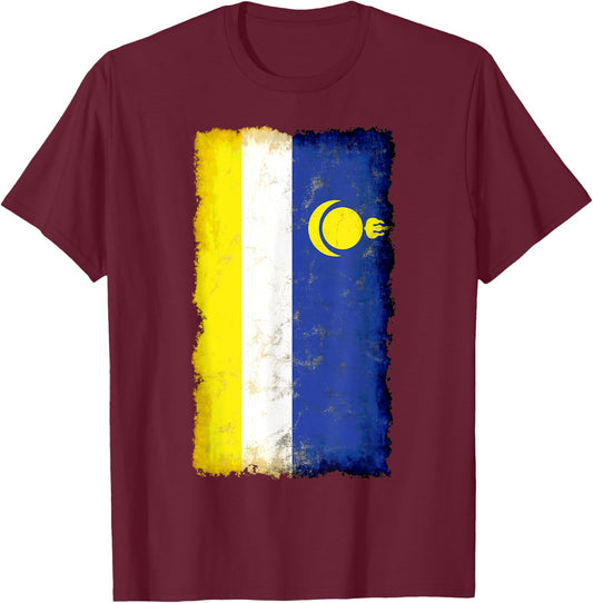 Distressed Buryatia Flag, National Pride Grunge Style T-Shirt - T-Shirt | Maroon