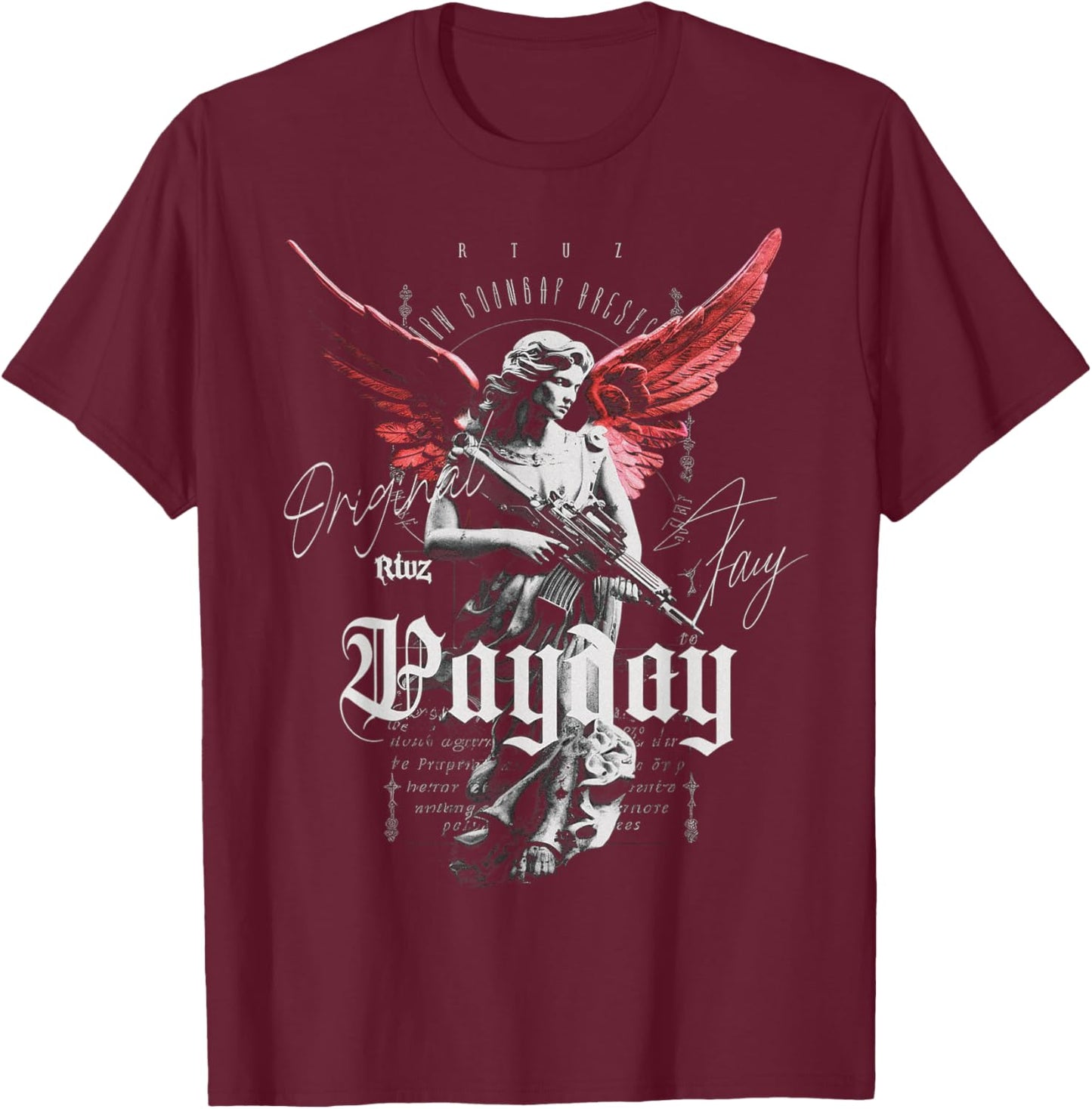 Hip Hop Y2K Vintage Hipster Edgy Urban Streetwear Angel T-Shirt - T-Shirt | Maroon