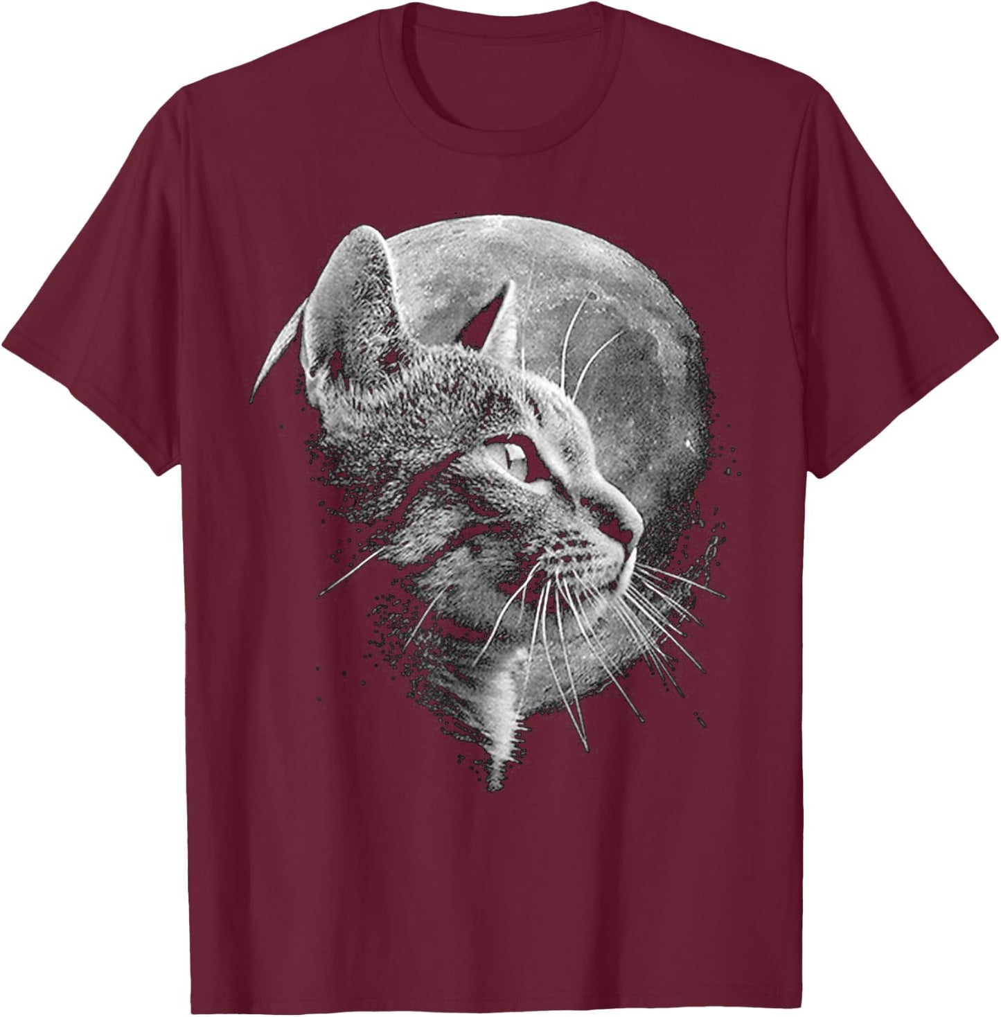 Cute Cat With Moon - Funny Cat T-Shirt - T-Shirt | Maroon