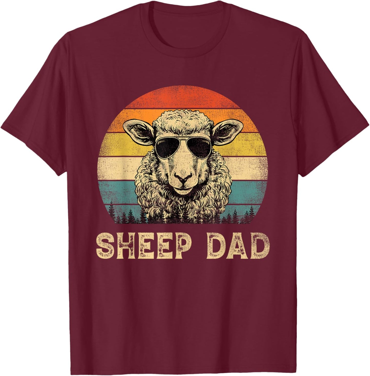 Vintage Sheep Dad Sheep Lovers Daddy Father's Day T-Shirt - T-Shirt | Maroon