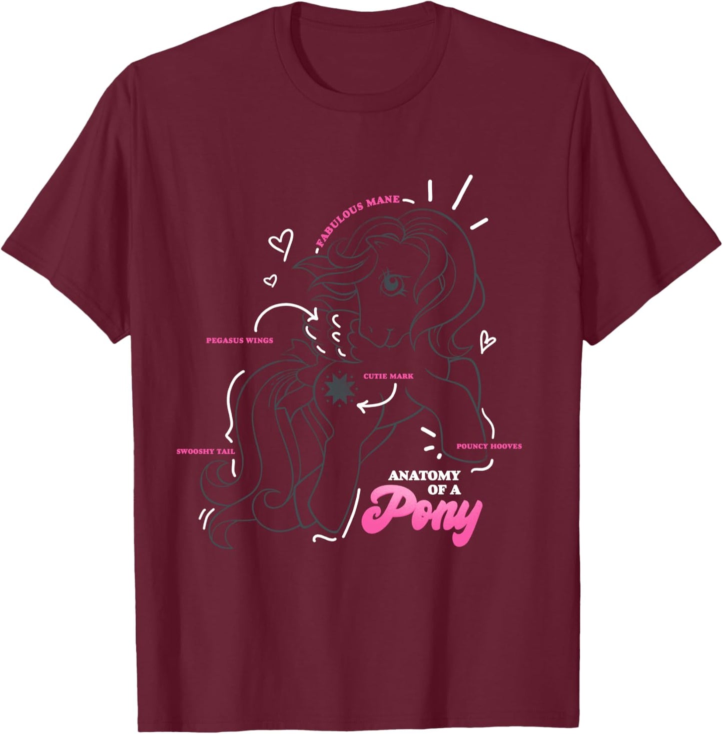 My Little Pony Starshine Anatomy Of A Pony Vintage Diagram T-Shirt - T-Shirt | Maroon