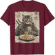 Samurai Cat Loves Ramen Funny Anime Japanese Artwork Samurai T-Shirt - T-Shirt | Maroon