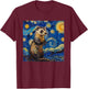 Ferret Van Gogh Starry Night T-Shirt - T-Shirt | Maroon