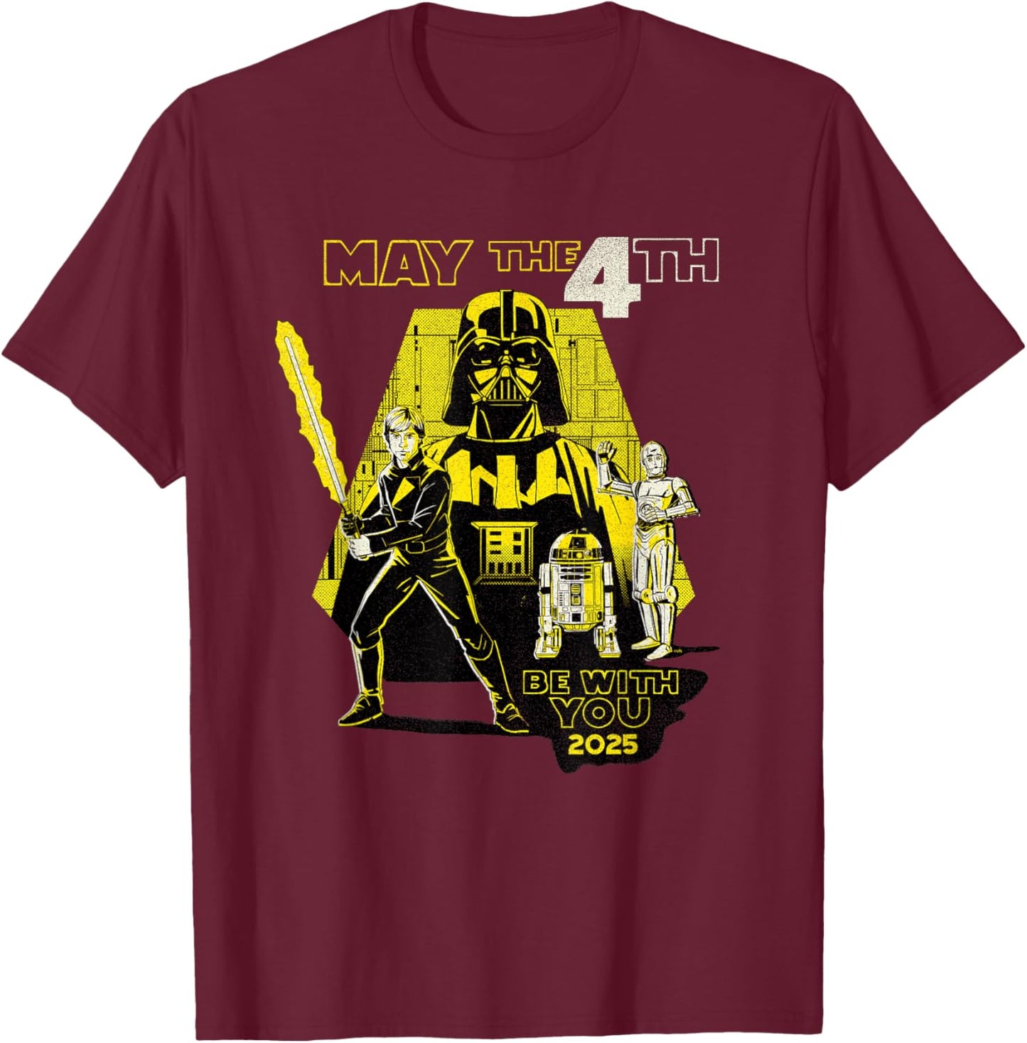 Star Wars Day: May the 4th Be With You 2025 Retro Distressed T-Shirt - T-Shirt | Maroon