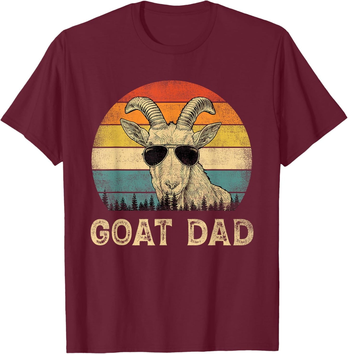 Vintage Goat Dad Goat Lovers Daddy Father's Day T-Shirt - T-Shirt | Maroon