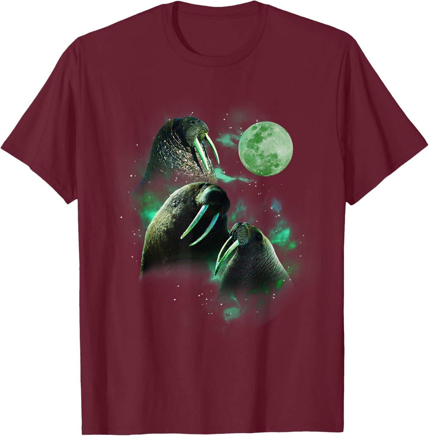 3 Walrus Moon Funny Parody T-Shirt - T-Shirt | Maroon