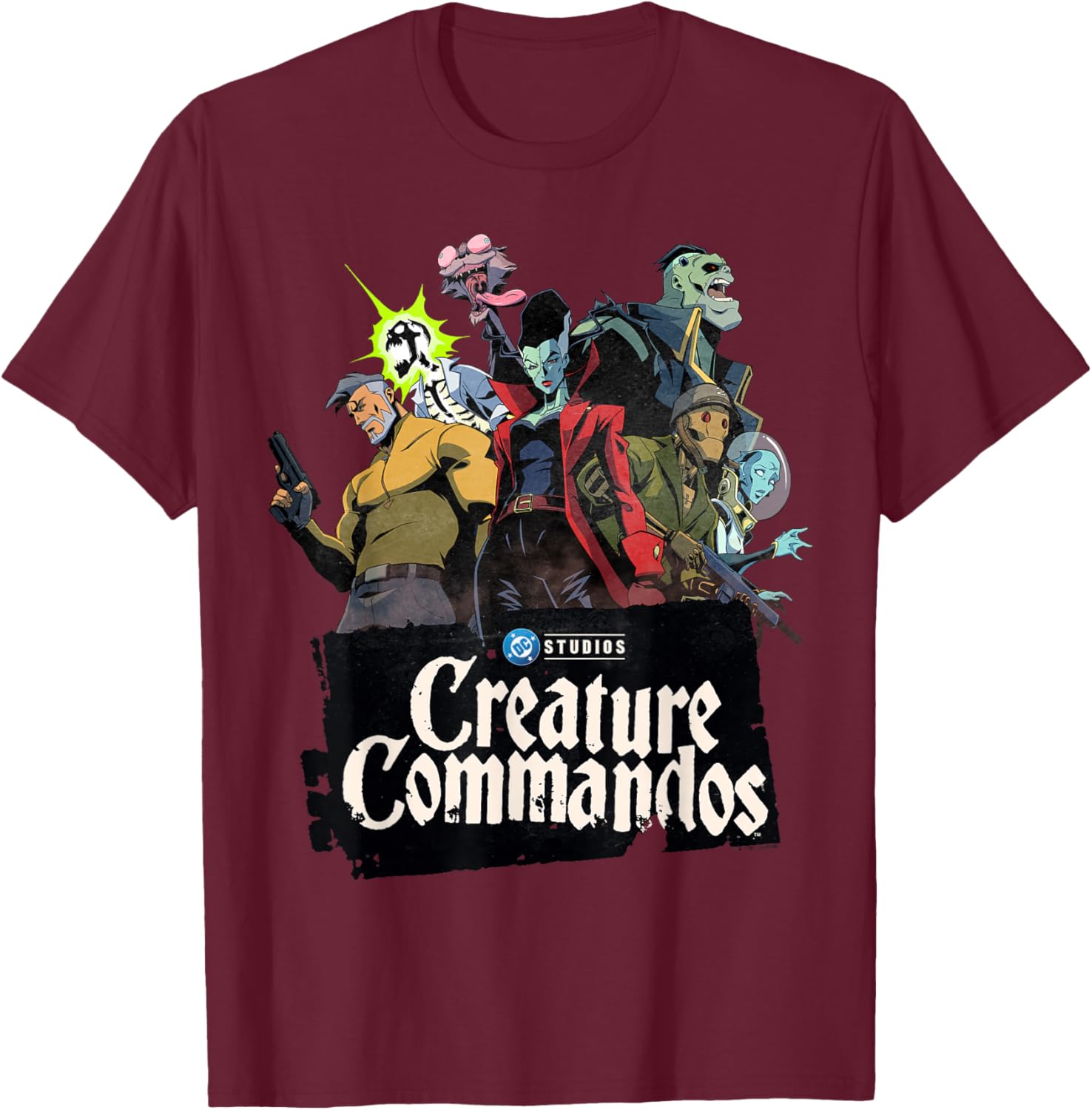 Creature Commandos Group Pose T-Shirt - T-Shirt | Maroon