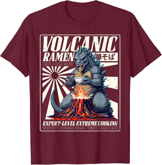 Giant Kaiju Eating Japanese Ramen Monster Lover Birthday T-Shirt - T-Shirt | Maroon