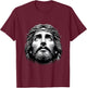 Jesus Christ Face With Crown Of Thorn God Bible Christian T-Shirt - T-Shirt | Maroon