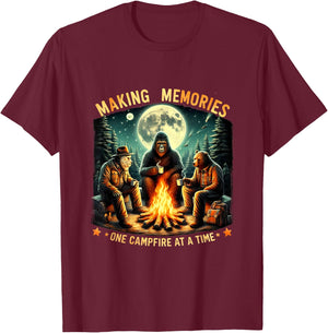 Retro Making Memories One Campfire At A Time Bigfoot Camping T-Shirt - T-Shirt | Maroon