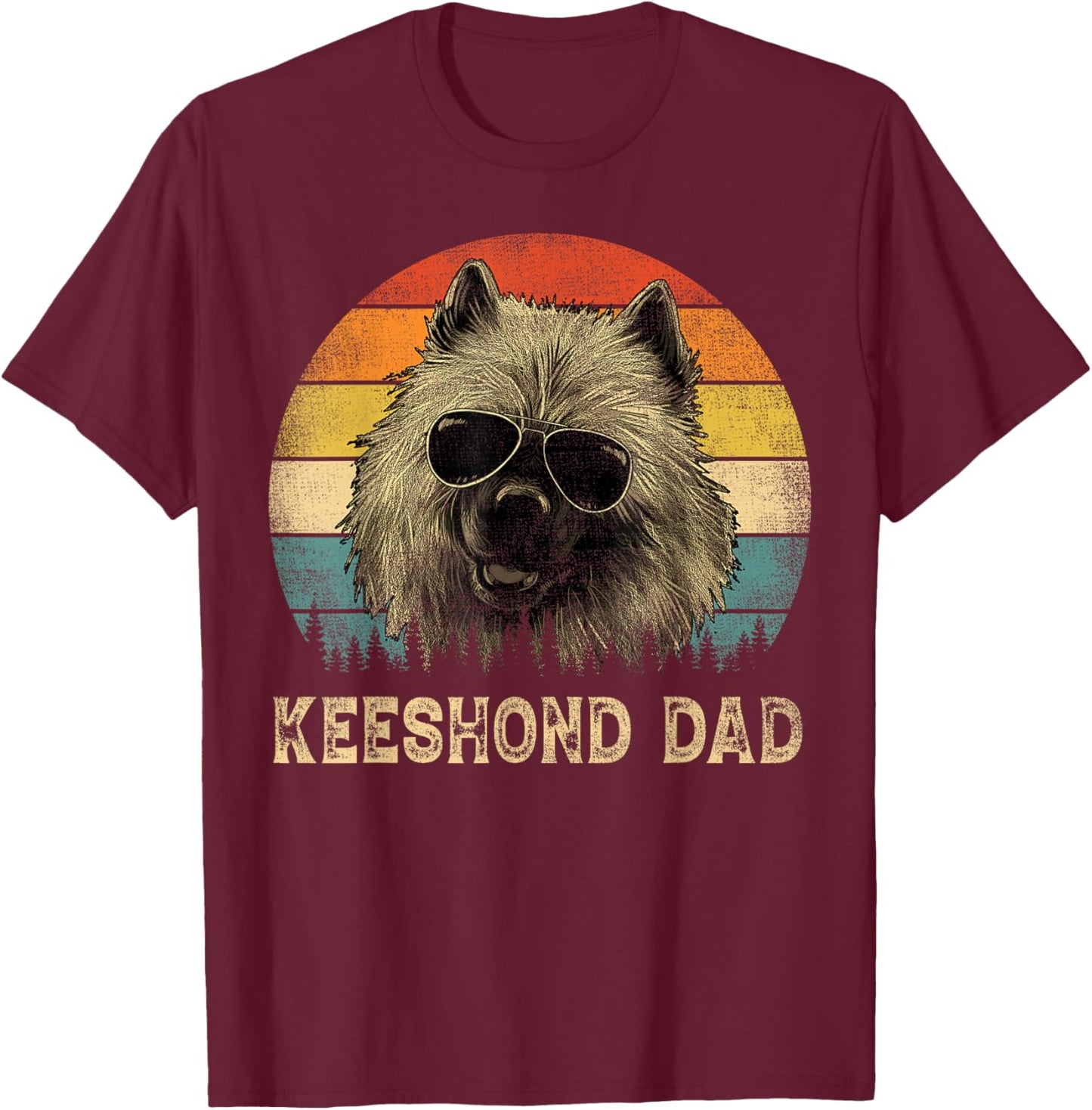 Vintage Keeshond Dad Dog Lovers Father's Day T-Shirt - T-Shirt | Maroon