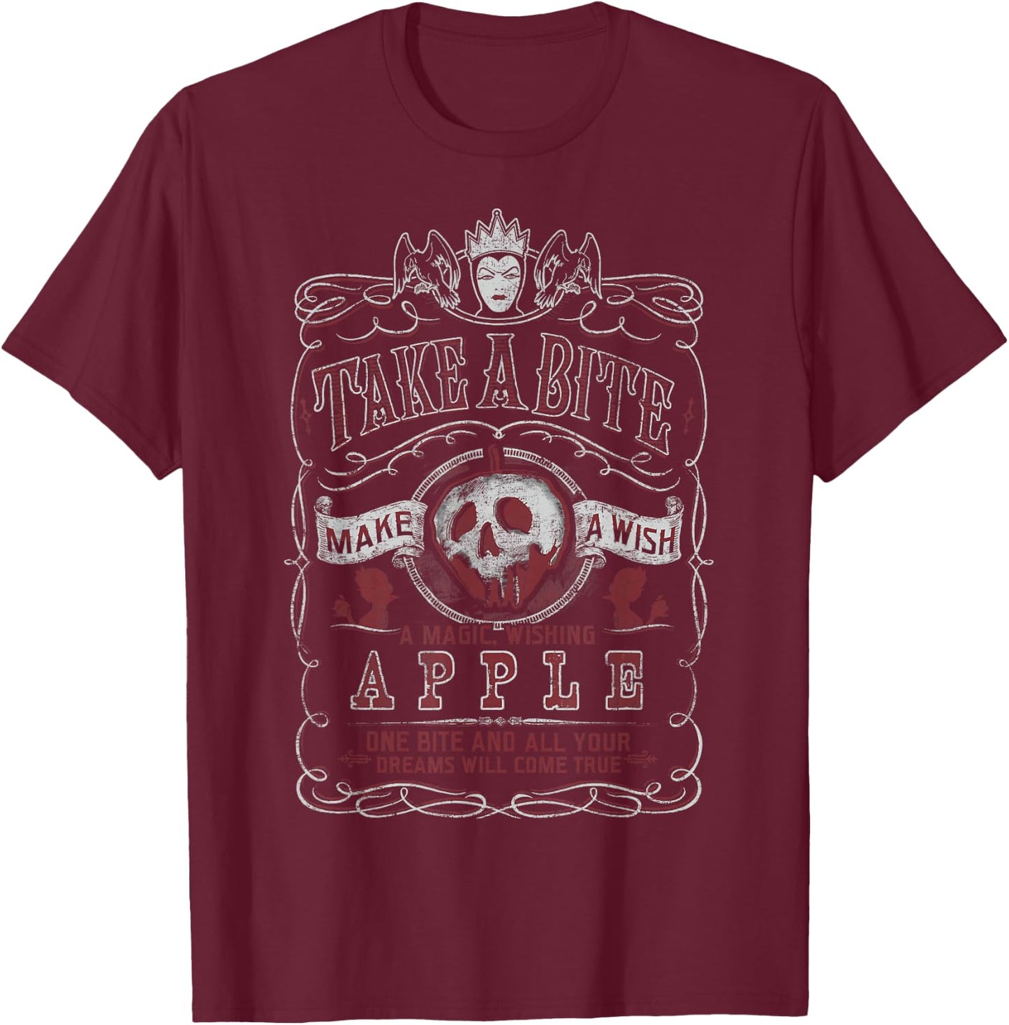 Disney Snow White Take A Bite Vintage Poster T-Shirt - T-Shirt | Maroon