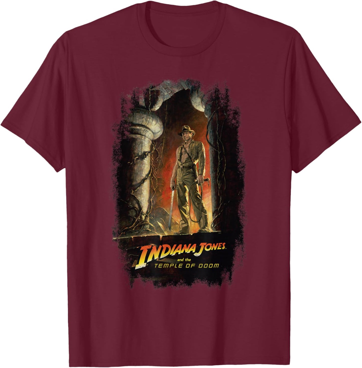 Lucasfilm Indiana Jones and The Temple of Doom Poster Art T-Shirt - T-Shirt | Maroon
