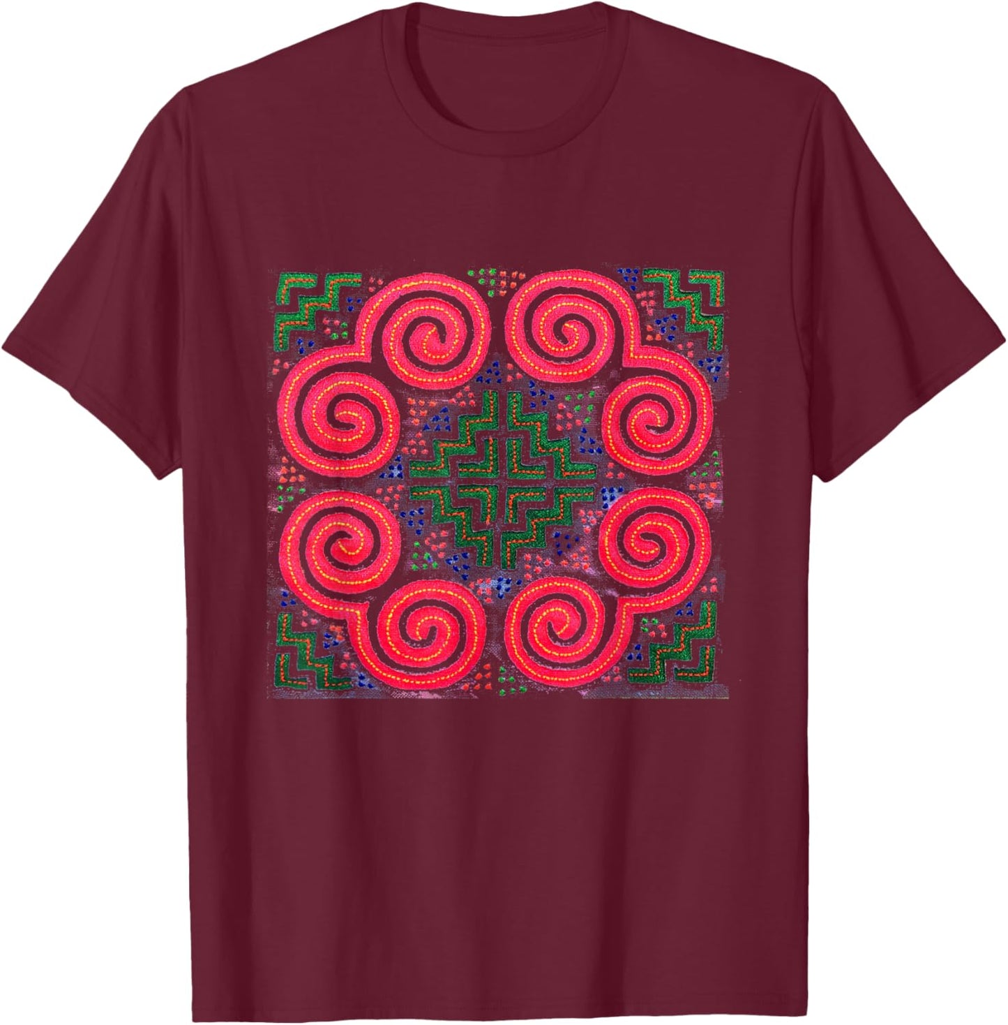Hmong pink paj ntaub snail T-Shirt - T-Shirt | Maroon