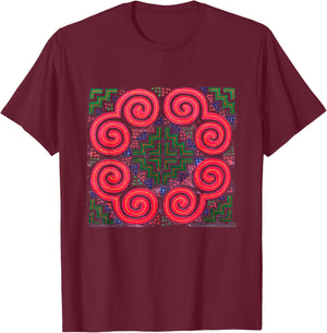 Hmong pink paj ntaub snail T-Shirt - T-Shirt | Maroon