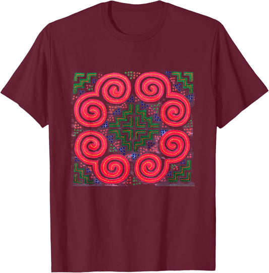 Hmong pink paj ntaub snail T-Shirt - T-Shirt | Maroon