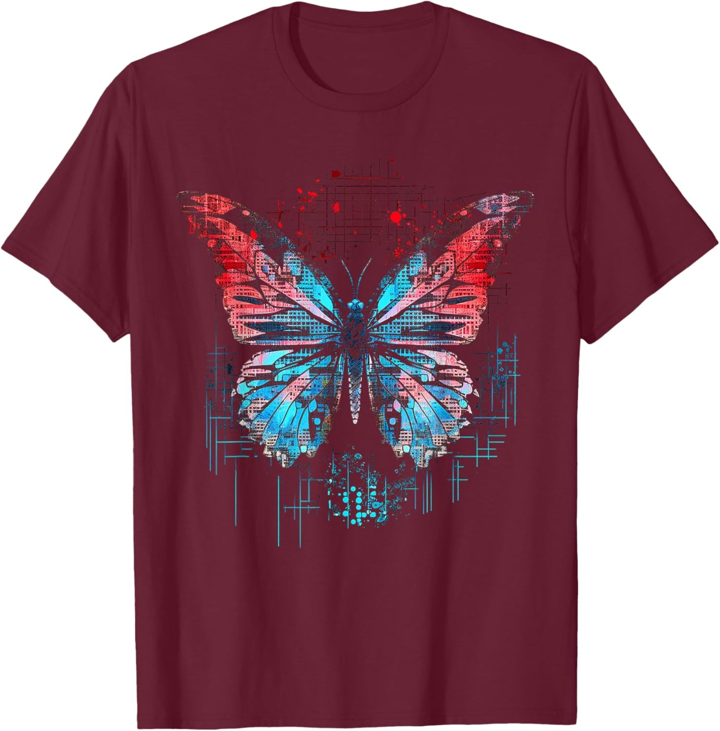 Schmetterling Fantasy Geometrische Tierkunst Schmetterling T-Shirt - T-Shirt | Maroon
