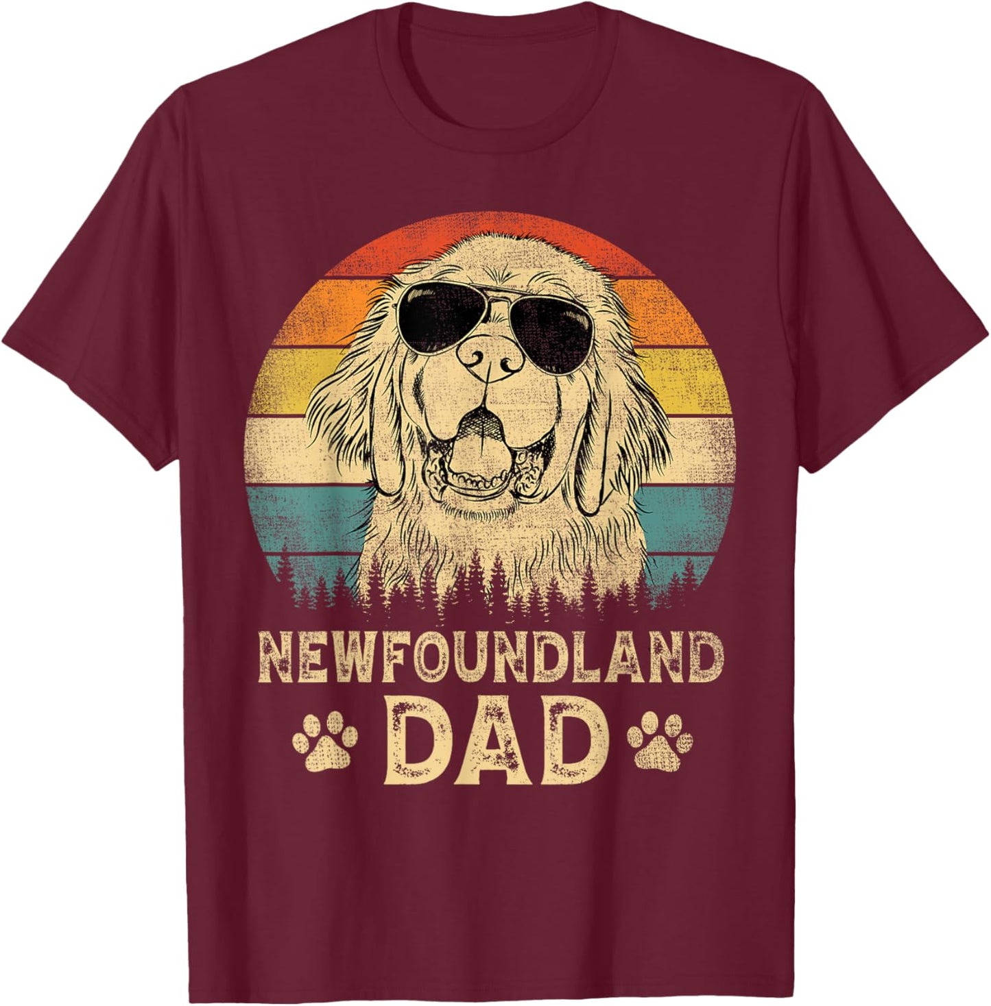 Vintage Newfoundland Dad Dog Lovers Father's Day Men Women T-Shirt - T-Shirt | Maroon
